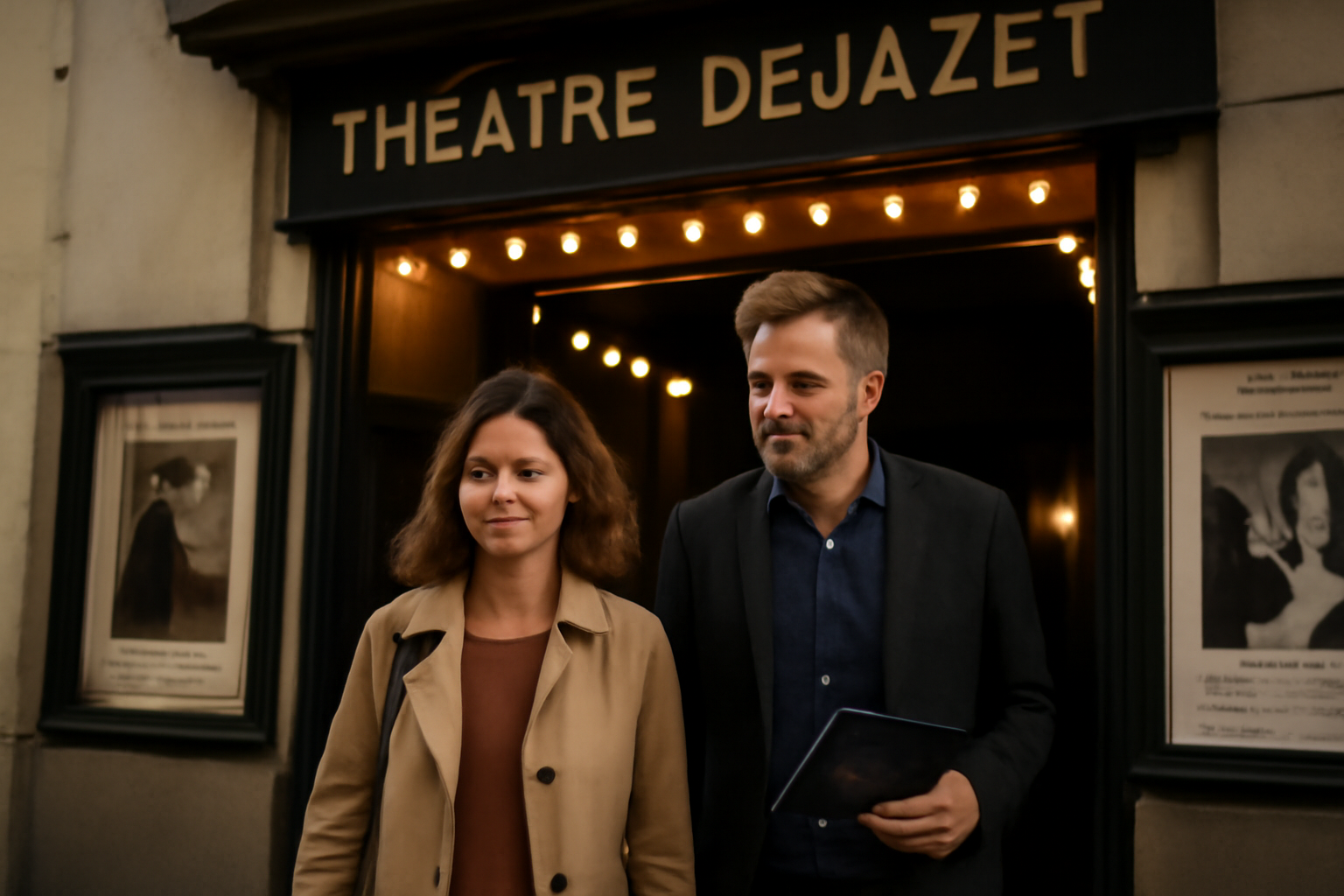 théâtre déjazet à Paris, entrée du 41 boulevard du Temple, lumière de soirée