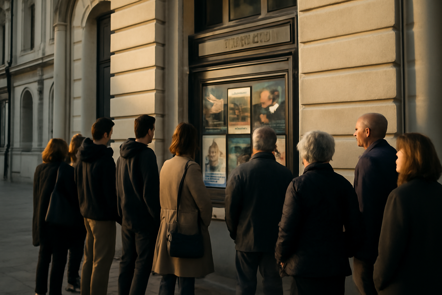 Maison de la culture d’Amiens, entrée du bâtiment avec affiche d’événements et public à Amiens