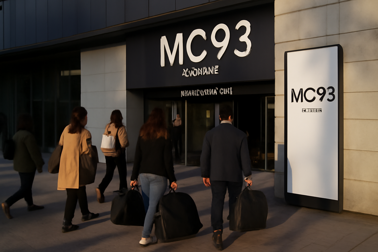 Entrée de la MC93 à Bobigny, accès visiteurs et signalétique