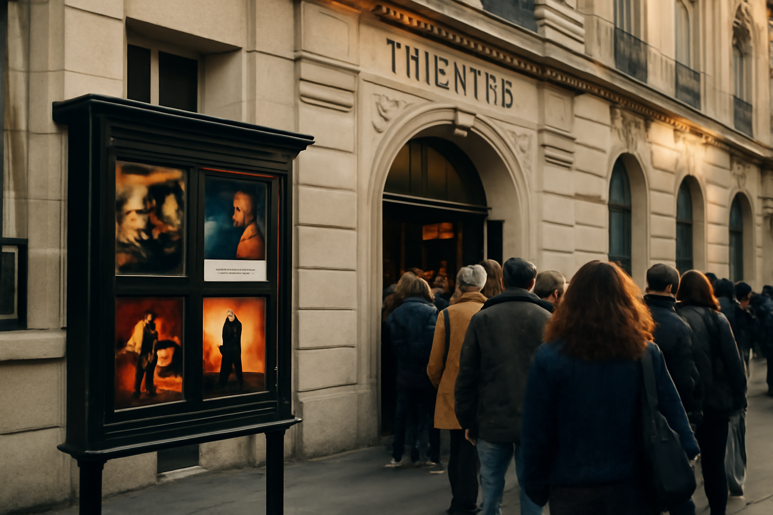 Façade du théâtre de paris à Paris, billetterie et affiches de spectacles