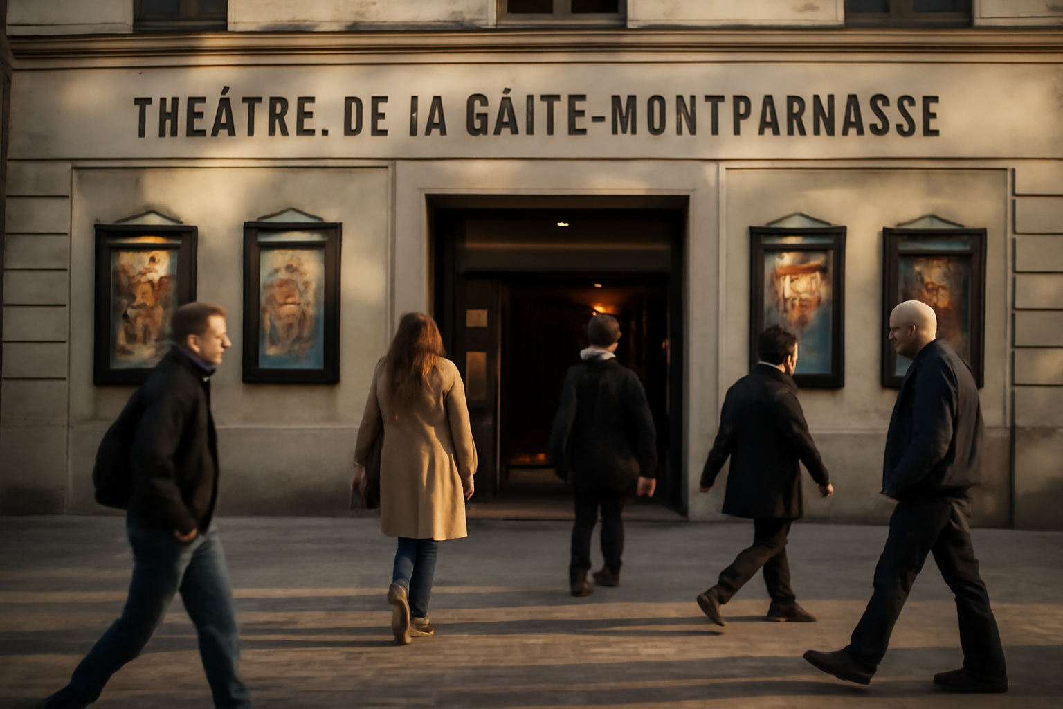 théâtre de la gaîté-montparnasse façade de Paris, entrée de salle et lumière de soirée