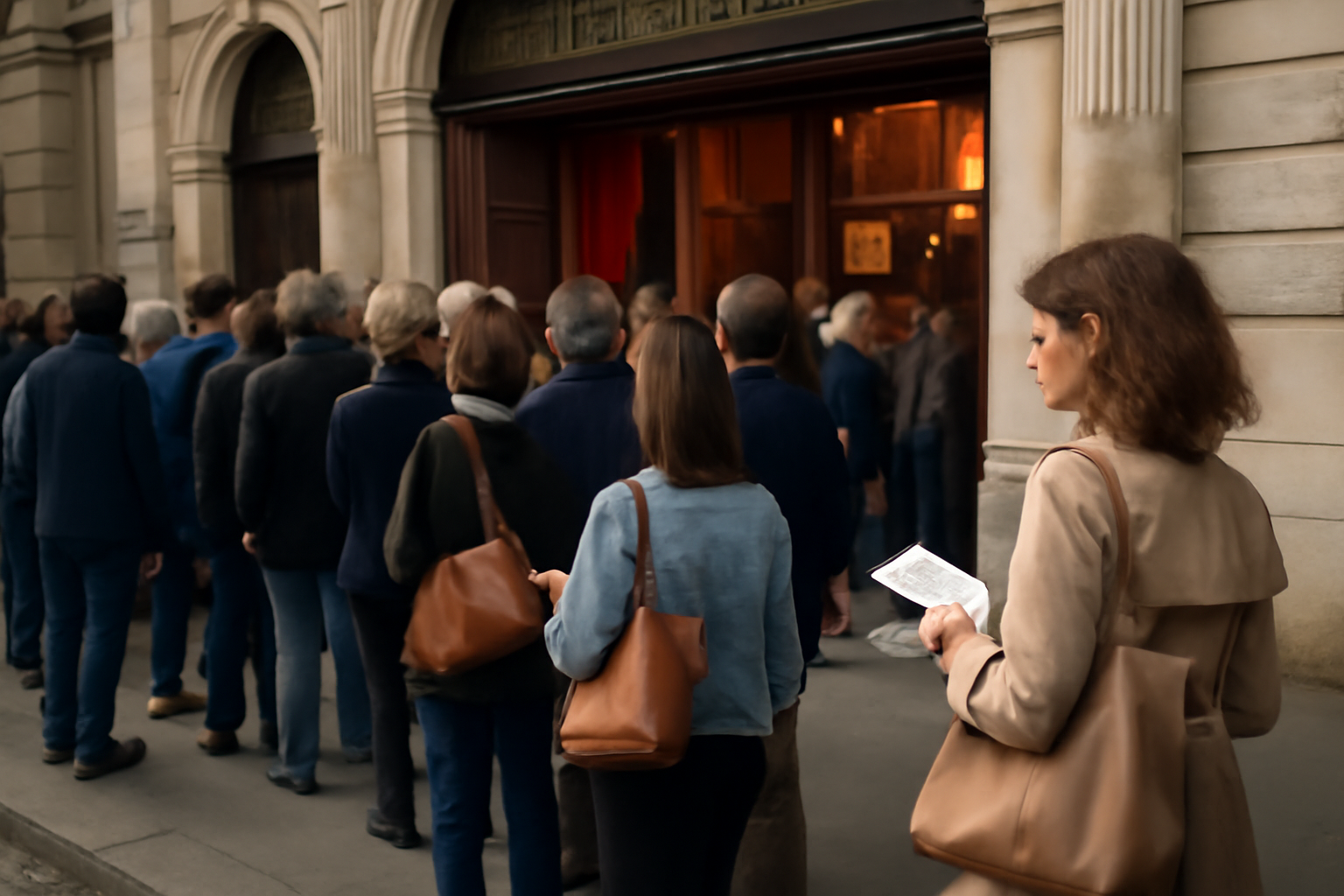 théâtre de la porte saint-martin à Paris, façade et entrée de salle avant spectacle