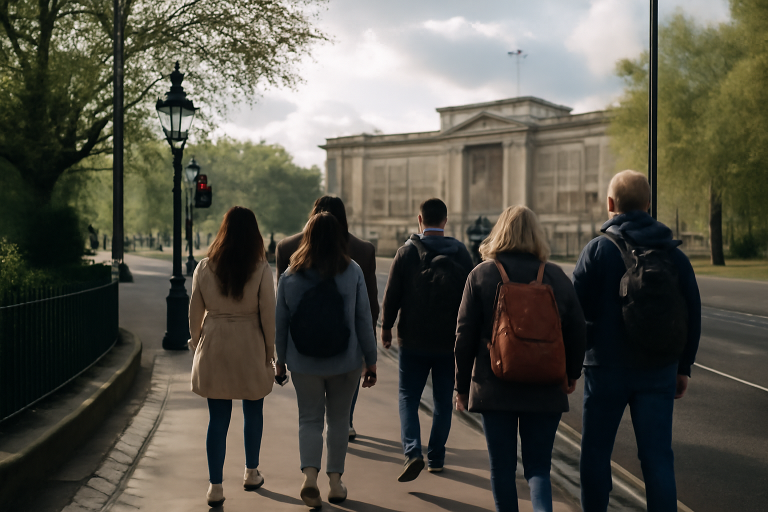 Entrée piétonne vers saint james park londres près de Buckingham Palace avec passage de touristes