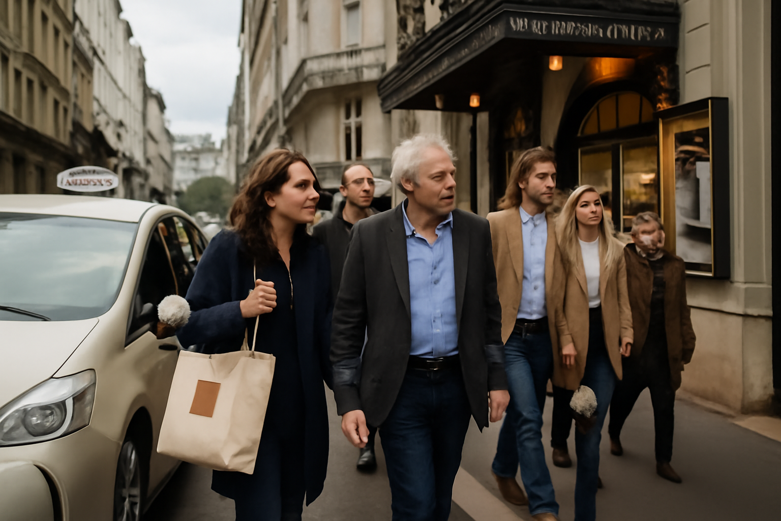 Théâtre de l'œuvre à Paris, façade et entrée côté rue, scène photo réaliste