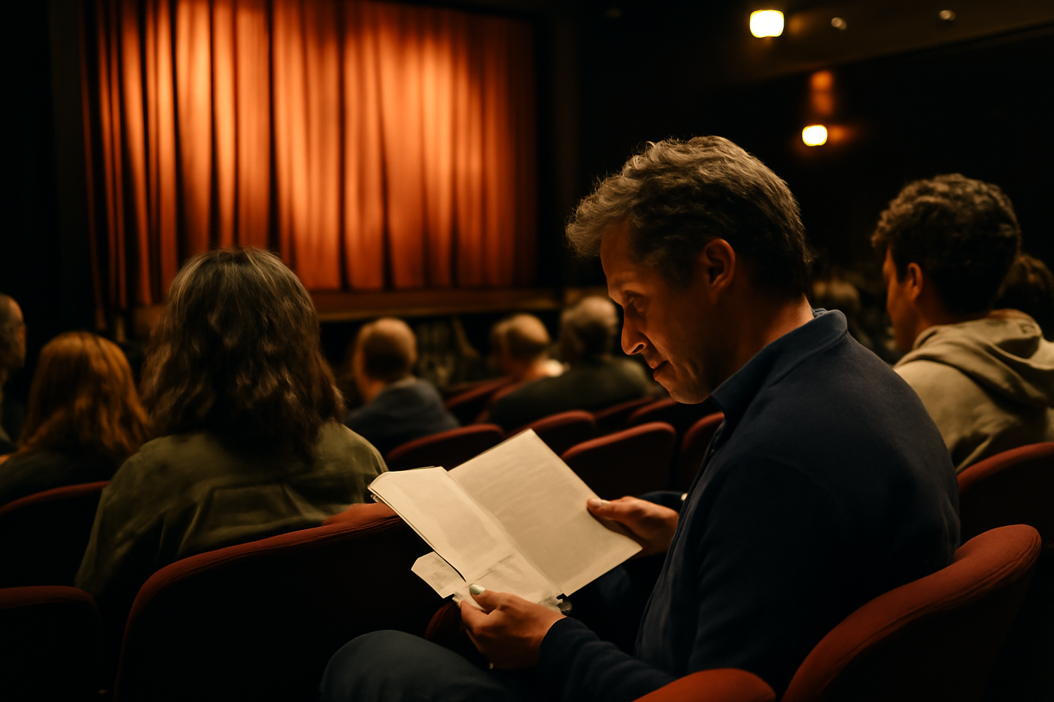 Théâtre du petit saint-martin à Paris : salle et scène, ambiance avant représentation