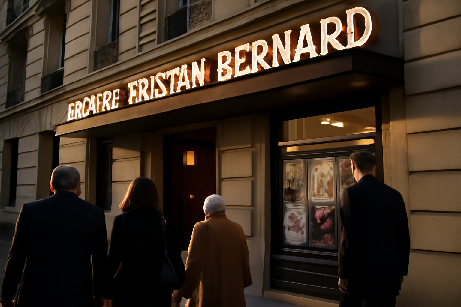 Théâtre Tristan-Bernard à Paris, façade rue du Rocher, public entrant avant la représentation
