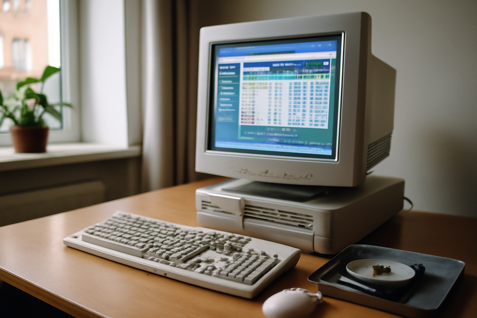ultimate soccer manager sur écran d’ordinateur avec menus de management de football, ambiance années 1998