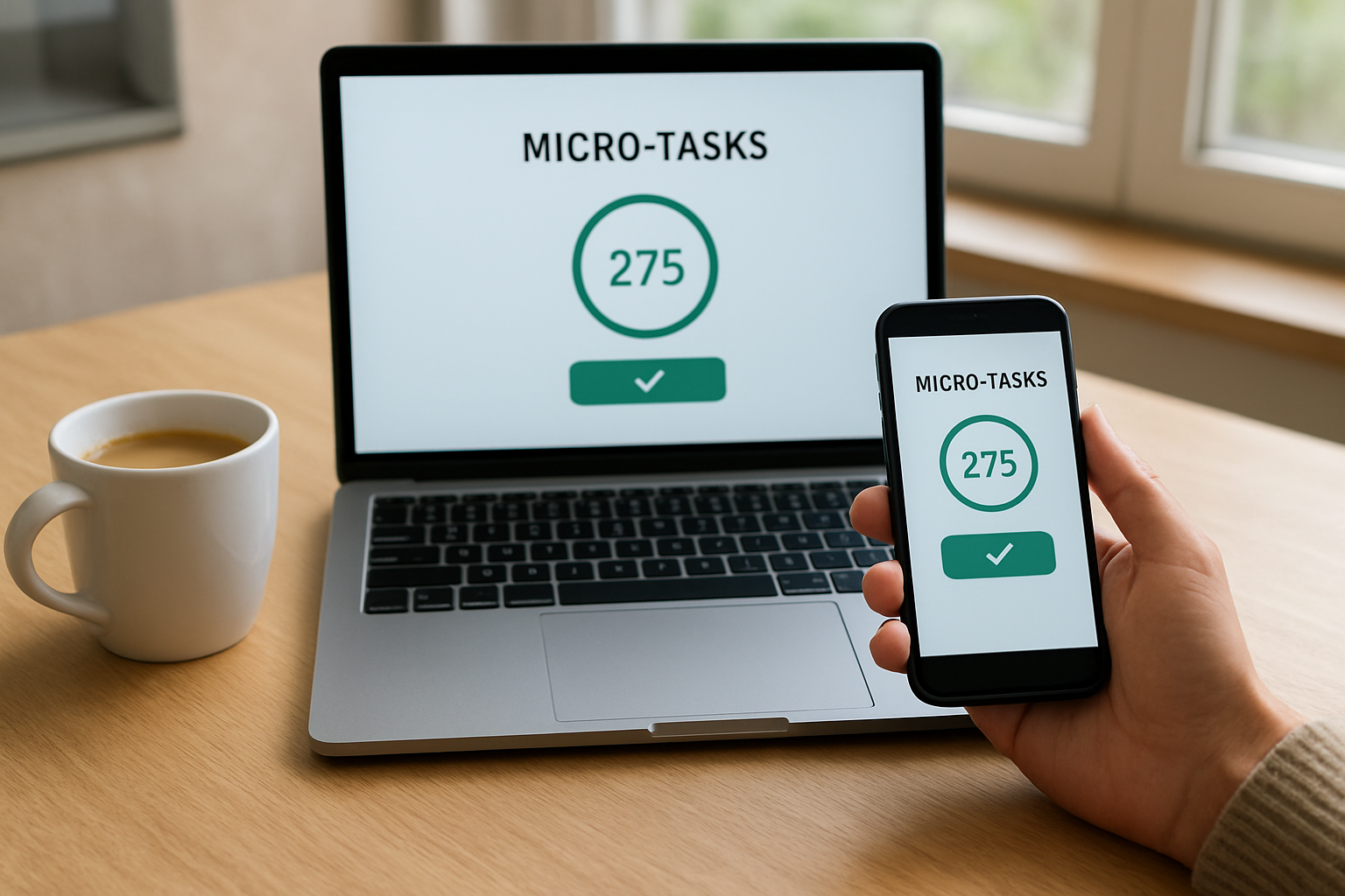 Plateforme de micro-tâches affichant des points pour un cliquojeux