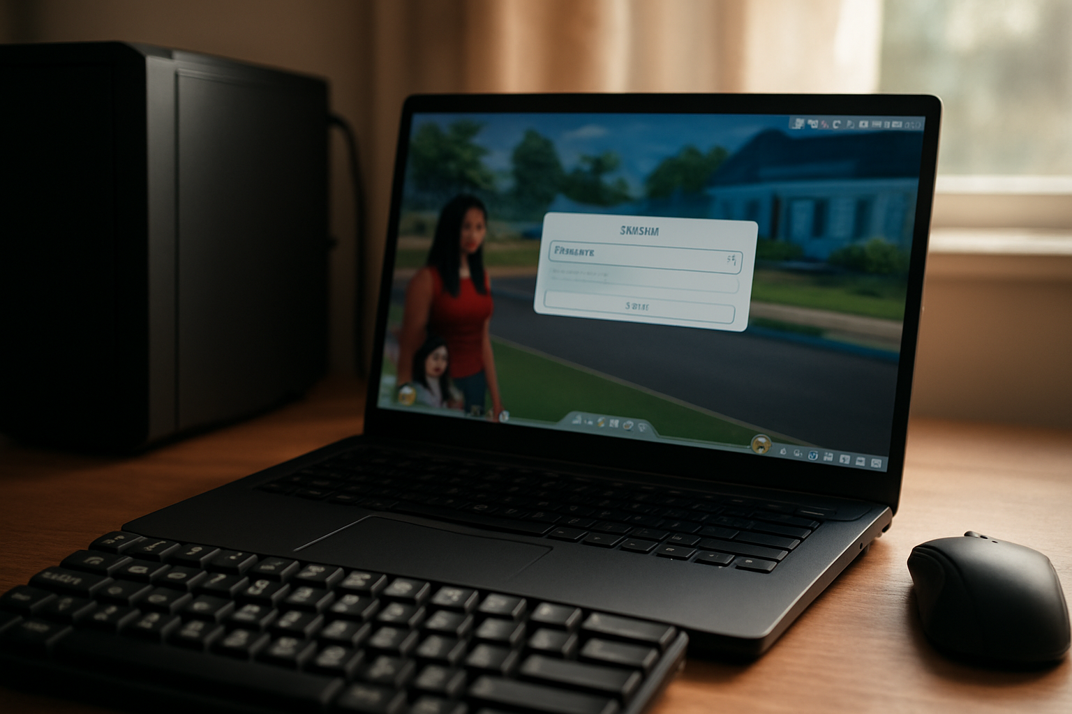 Console de triche Les Sims 4 ouverte sur PC, champ de saisie visible, interface du jeu en arrière-plan
