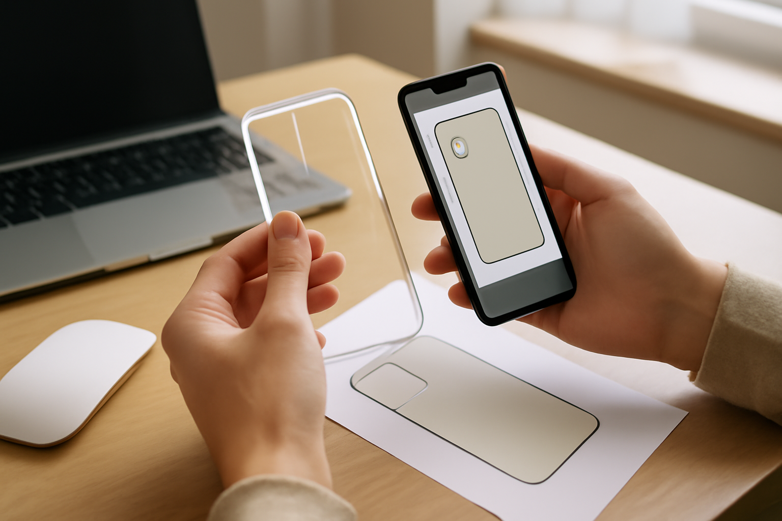 coques telephones personnalisables sur table avec aperçu de design