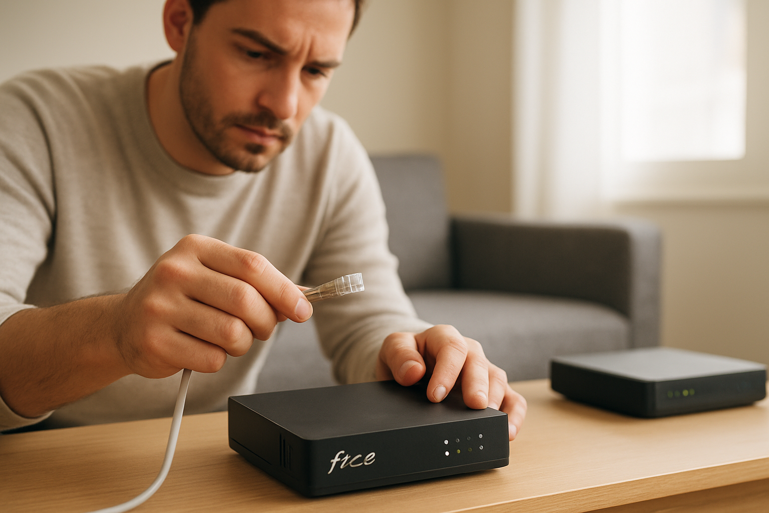 Vérification du câble DSL et des voyants sur une Freebox à l’étape 2