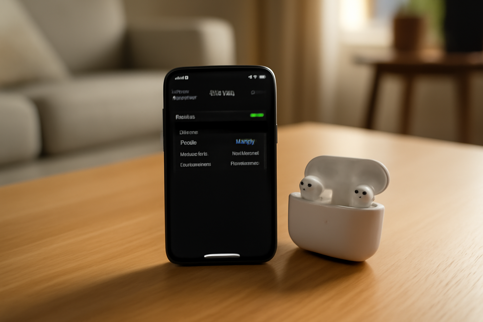 Boîtier des AirPods ouvert près d'un iPhone avec la fenêtre de jumelage Bluetooth visible