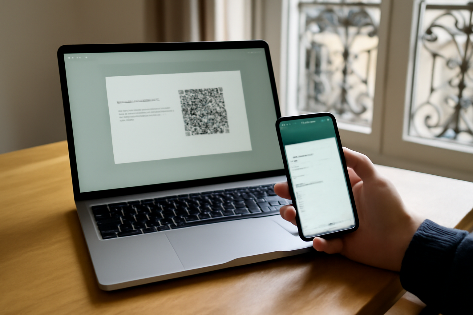 Connexion de whatsapp business web sur PC via QR code à l’écran